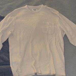 Wax White Waffle Knit Long Sleeve Top